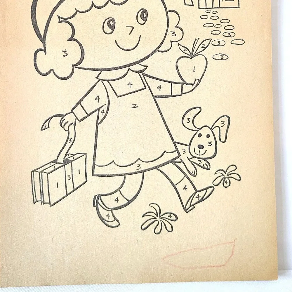 Vintage 1960s Childrens Color By The Numbers Coloring Activity Book Lowe Retro